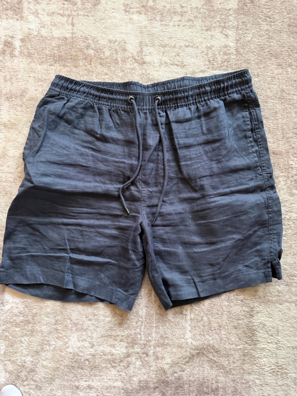 Men’s Thom Aaron 100% Linen Shorts — Size M (8” Inseam, Indigo)